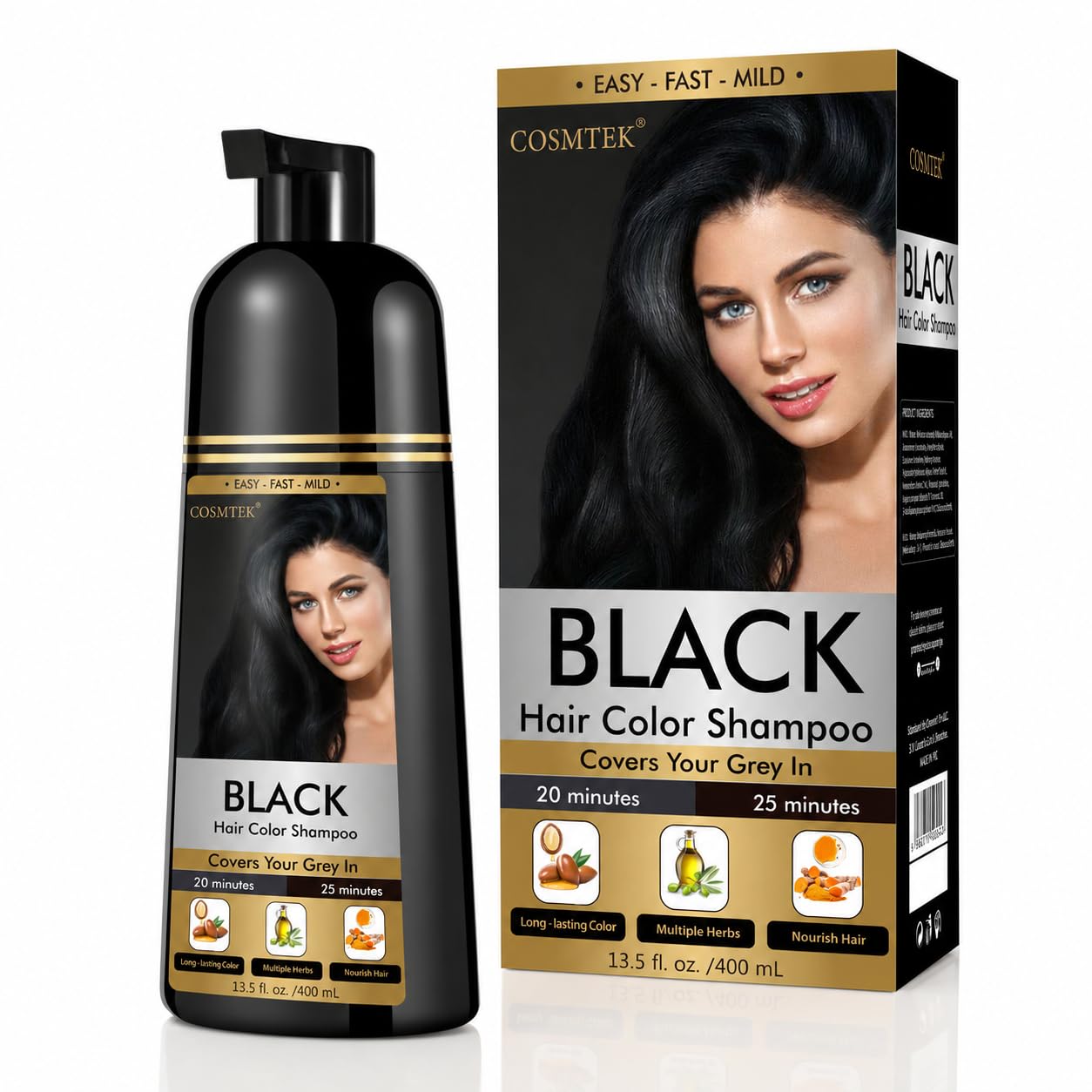 Amazon.com: COSMTEK Black Hair Dye Shampoo for Gray Coverage