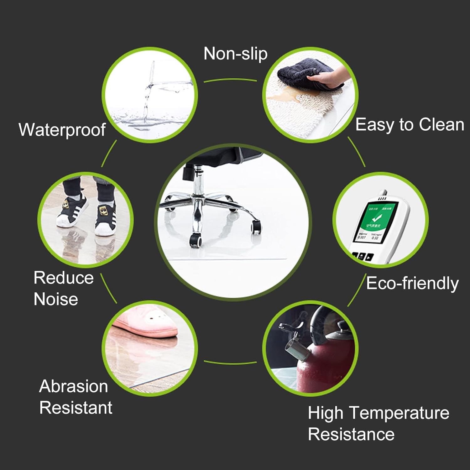 Hallway Hardwood Chair Table Mat,Transparent Entrance Floor Runner Protector, Small Non-Slip Waterproof Thick Protector Pad(4.6X4.9ft/1.4X1.5m)