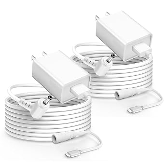 2 Pack for Ring Indoor/Outdoor Power Adapter Charger, Ring Stick Up Cam Plug-in 3rd/2nd Gen/Stick Up Cam Pro & Ring Spotlight Cam Plus, Pro Battery Camera Barrel Power Cord USB-C Charging Cable 13.2ft