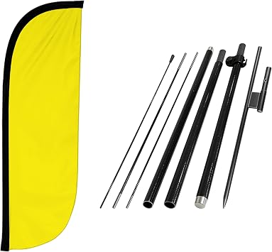LookOurWay Feather Flag Pole Kit - 7 Feet Tall Advertising Banner with Fiberglass Pole Set and Ground Spike for Business Promotion - Food Flags