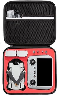 Storage Box for DJI mini 3 pro Portable PU Leather Carrying Case Storage Shoulder Bag for DJI Mini 3 Pro Drone with DJ RC Controller and Other Accessories (red lining)