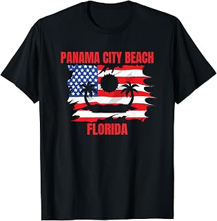 Panama City Beach American Flag T-Shirt for Women Kids Men