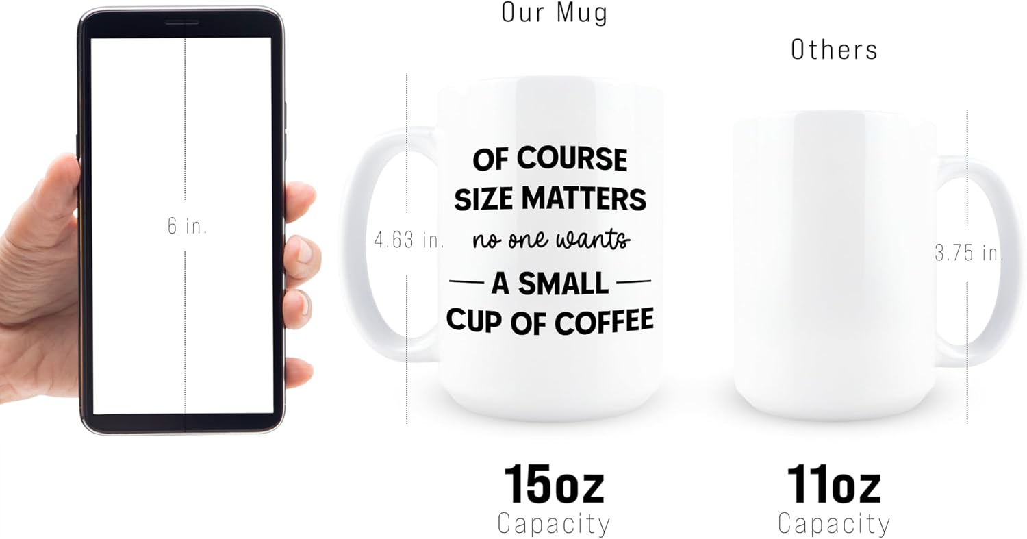 Giant Coffee Mugs, Size Matters, Oversized Coffee Mugs, Giant Cup, Funny Sarcastic Novelty Gag Gift, Ceramic Birthday Gift for Office Coworker, Funny Novelty Cup for Christmas and Holiday image 3
