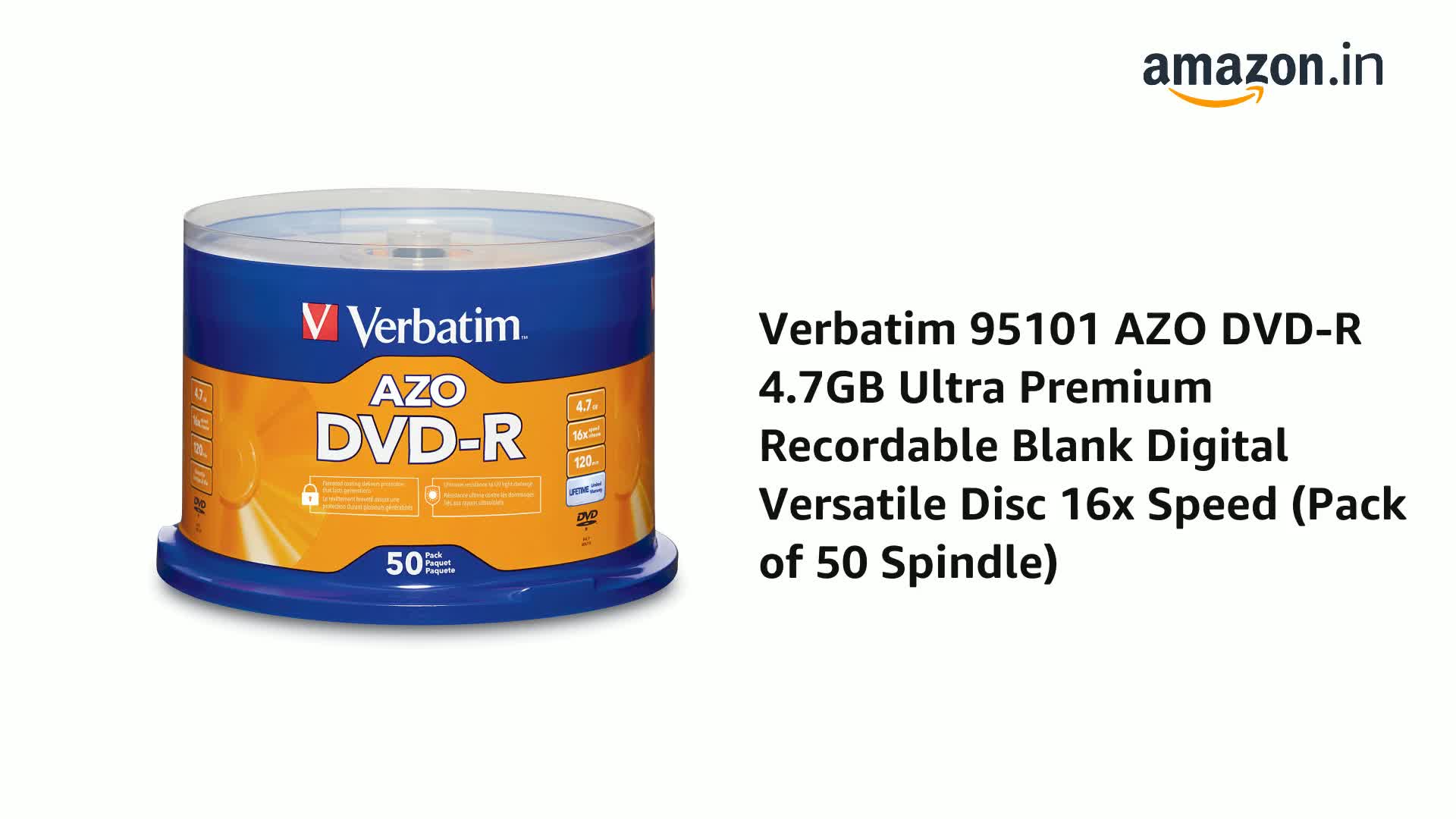 Verbatim 95101 AZO DVD-R 4.7GB Ultra Premium Recordable Blank
