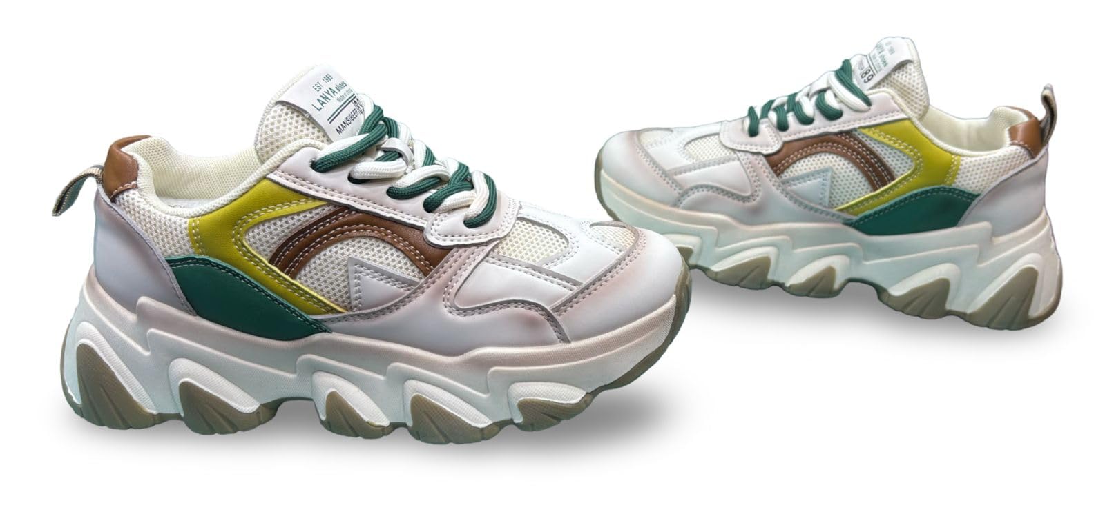 Women's Chunky Platform Sneakers, Mesh Upper, Lace-Up Closure, Thick Wave Sole for Womens-image-26