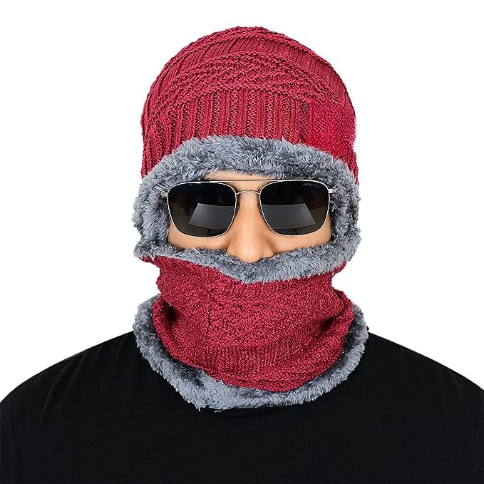 DIGITAL SHOPEE Winter Beanie Hat Scarf Set Warm Knit Hat Thick Fleece Lined Winter Hat & Scarf for Men Women DIGITAL SHOPEE Winter Beanie Hat Scarf Set Warm Knit Hat Thick Fleece Lined Winter Hat & Scarf for Men Women