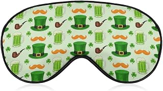 Sleep Mask,Green Hat Beer Mug Eye Masks with Adjustable Strap for Sleeping,Block Light Eye Sleep Shade Cover for Women Men