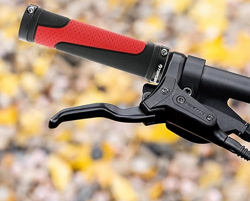 Vista 34 de Puños de manillar de bicicleta de doble bloqueo - Puños cómodos de goma para bicicleta de montaña BMX (Enchufe de bloqueo de aluminio+empuñaduras)