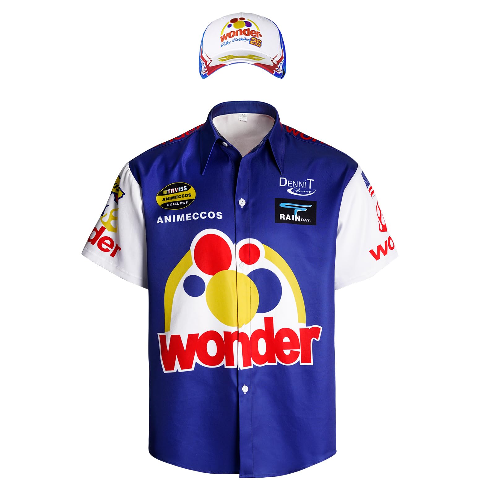 Todeeral Men's Ricky Bobby shirt Talladega Nights adult short sleeve shirt Halloween costume, Z3896wh, S