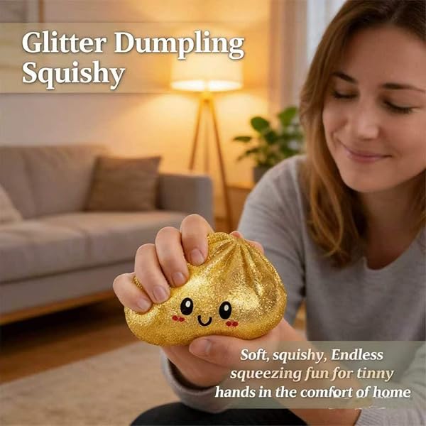 Dumplings Squishy,Glitter Dumpling mit Dampfgarer,Decompression Dough for Adults,Stressabbau-Spielzeug für Erwachsene Ideal als Partygeschenk oder für die Goodie Bag (A) - 4