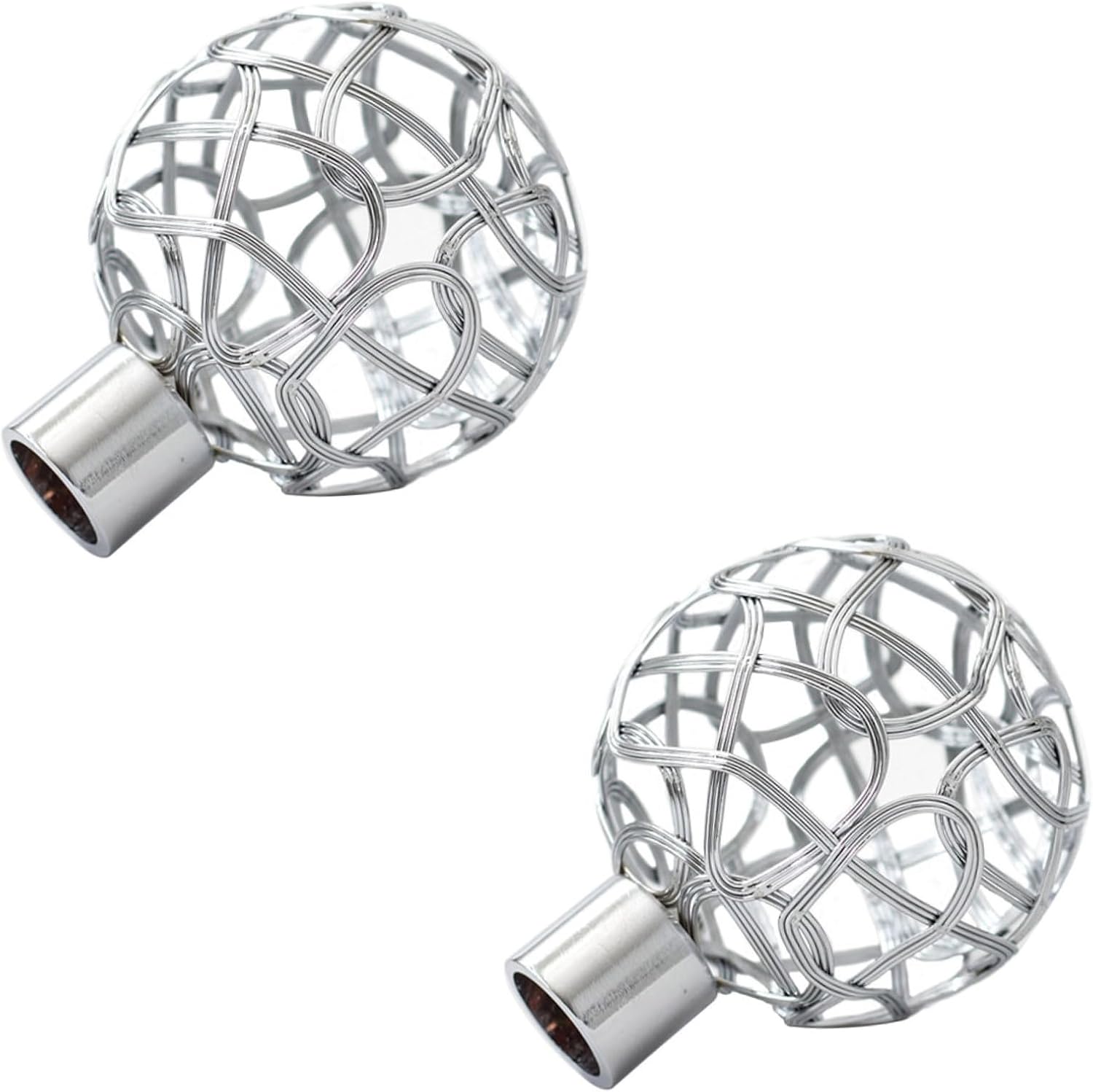 2Pcs White Curtain Rod Finials Hollow-Out Decorative End Caps Home Curtain Accessory Stylish Design for Window Drapery