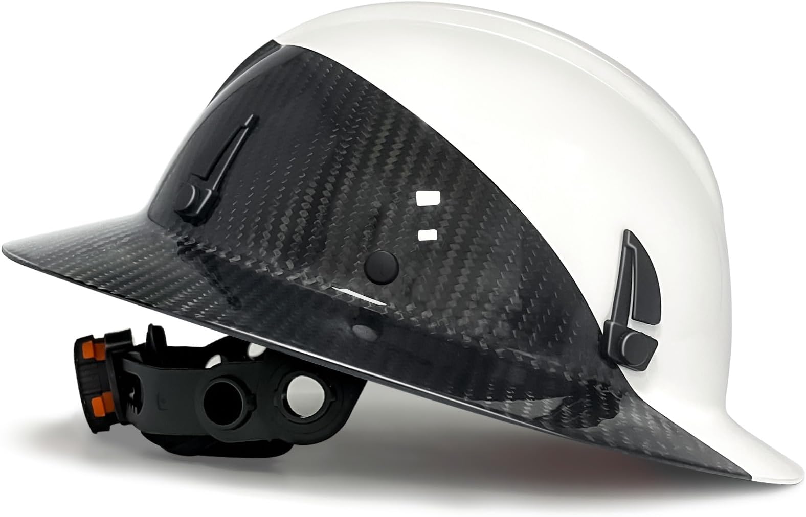 Carbon Fiber Full Brim Hard Hats Made of Carbon Fiber Safety Helmet 6-Point Suspension ANSI Certified for Construction, Industrial, Outdoor Work (Carbon Fiber Hard Hats-BW)