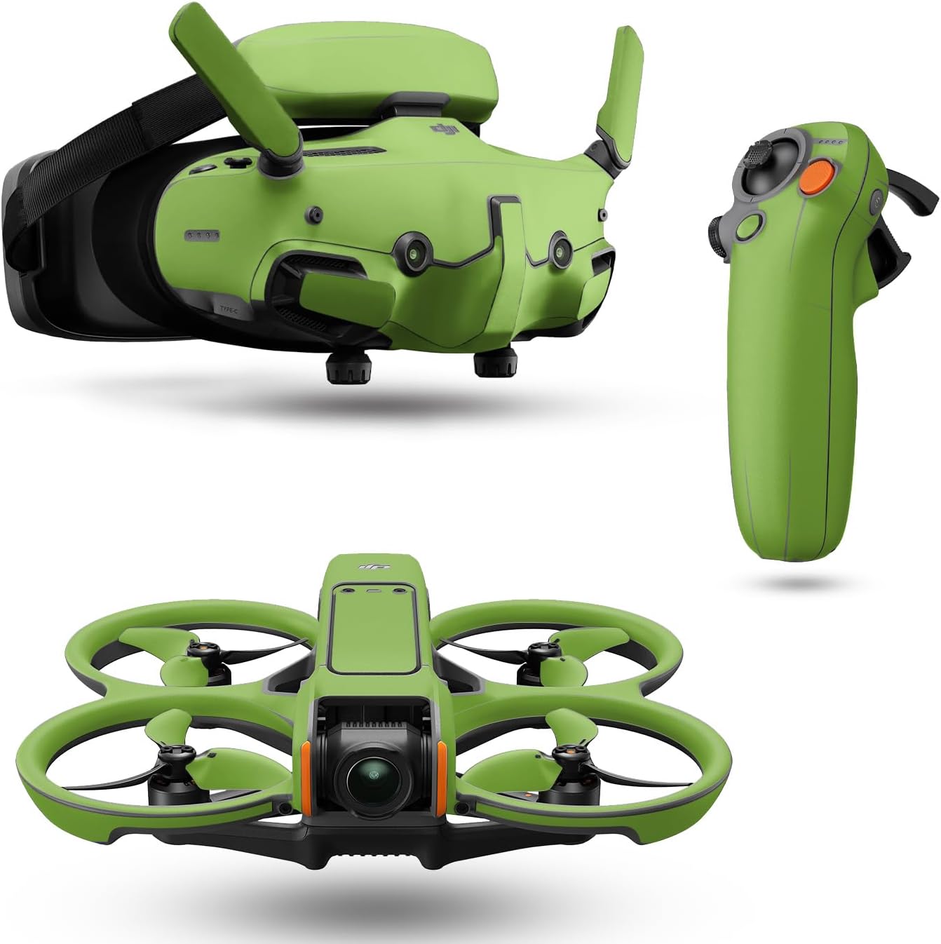 Drone Skin Compatible with DJI Avata 2 Bundle (2024) - Solid Lime Green - Premium 3M Vinyl Protective Wrap Decal Cover - Easy to Apply | Crafted in The USA by MightySkins