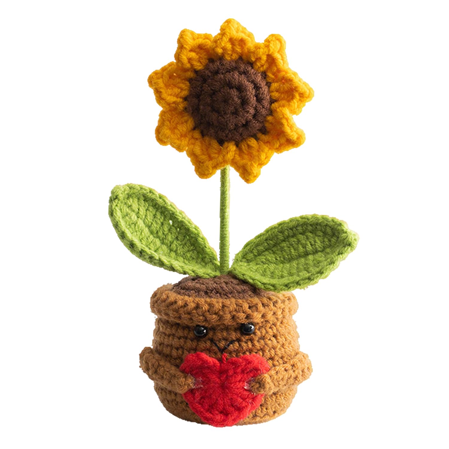Verazquy Handmade Crochet Flowers - Emotional Support Crochet Gifts Artificial Flower Potted Potted Plant Positive Gift Handmade Plant Decor Forget Me Not Sunflower Knitted Small Desk Decor