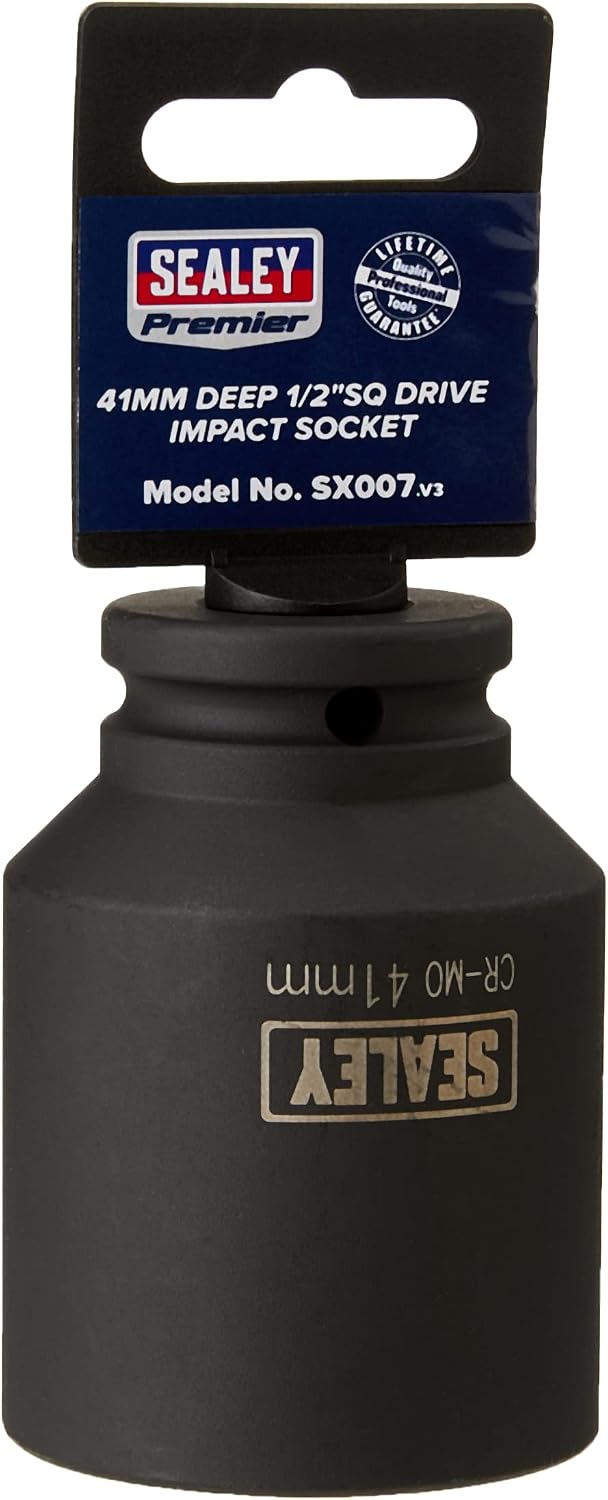 Sealey SX007 Impact Deep Socket, 1/2" Square Drive, 41mm, Black