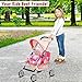Fash n kolor, Twin Doll Double Stroller | Pink & Off-White Design Easy to Fold Double Stroller with Basket in The Bottom