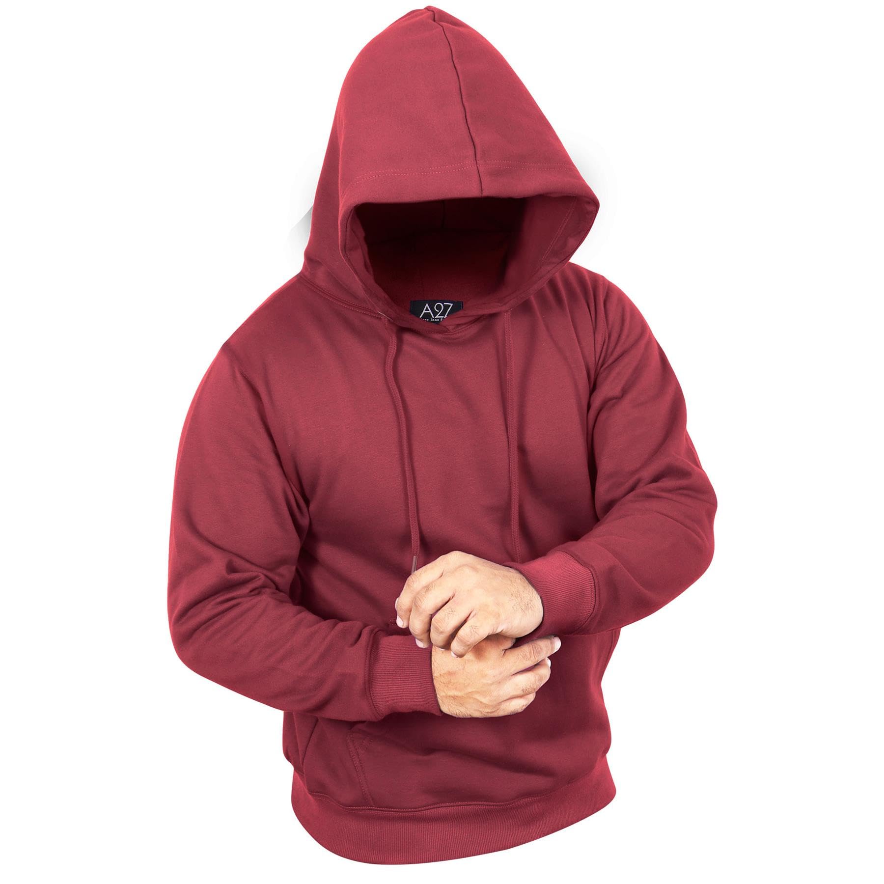 A2Z Mens Fleece Hoodie Pullover Hooded Jumper Sweatshirt - Plain Sweatshirt Mustard L