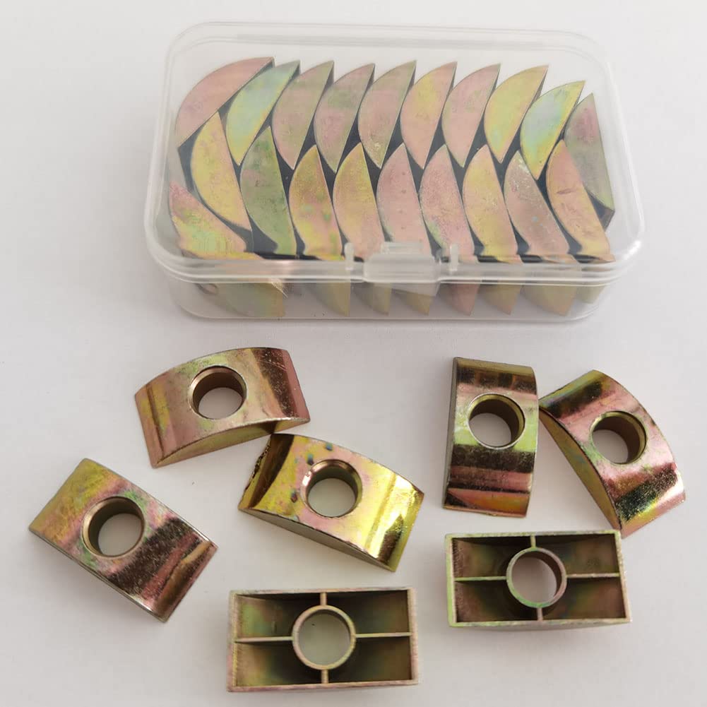 20 PCS 8mm Hole Diameter Metal Half Moon Nut Furniture Connector Nut Spacer Washer for Connect Furnitur