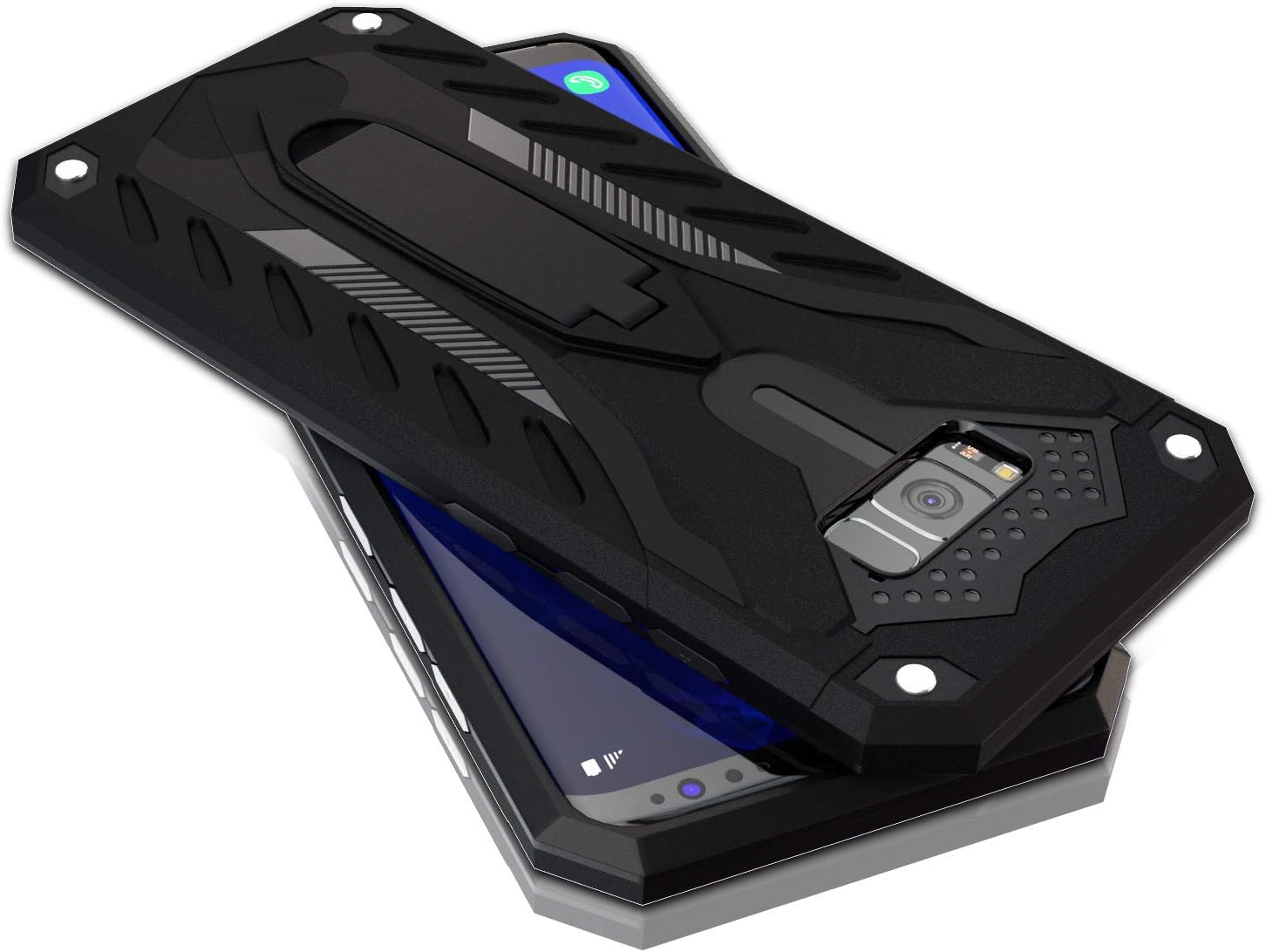 Kitoo Designed for Samsung Galaxy S8 Case with Kickstand, Military Grade 12ft. Drop Tested - Black