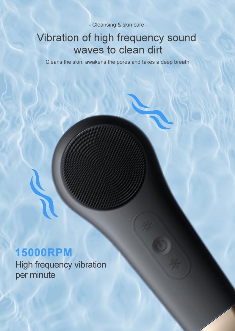 Rechargeable Silicone Electric Face Scrubber – Vibrating Facial Cleansing Brush for Deep Cleansing & Exfoliation, Waterproof, Gentle on Skin, for Men & Women