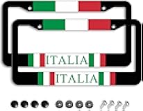 Italian Flag License Plate Frame - 2 Pack Aluminum Metal License Plates Italy License Plate Holder Novelty Auto Car Tag Universal USA Car Accessories with 2 Holes
