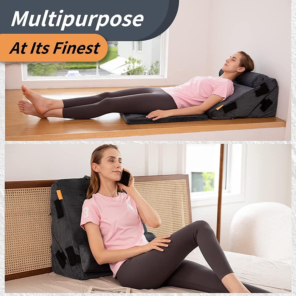 TerriTrophy Orthopedic Bed Wedge Pillow Set, Wedge Pillows for Sleeping Post Surgery Body Positioners for Back for Legs and Back Support Pillow - Acid Reflux, GERD, Anti Snoring, Heartburn, Reading : Health & Household
