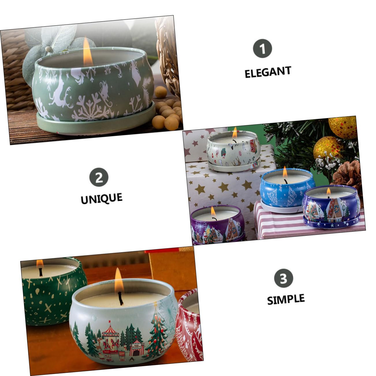 Tofficu 8 Velas Navideñas Aromáticas de Cera Natural, Obsequio para Ambiente Hogareño