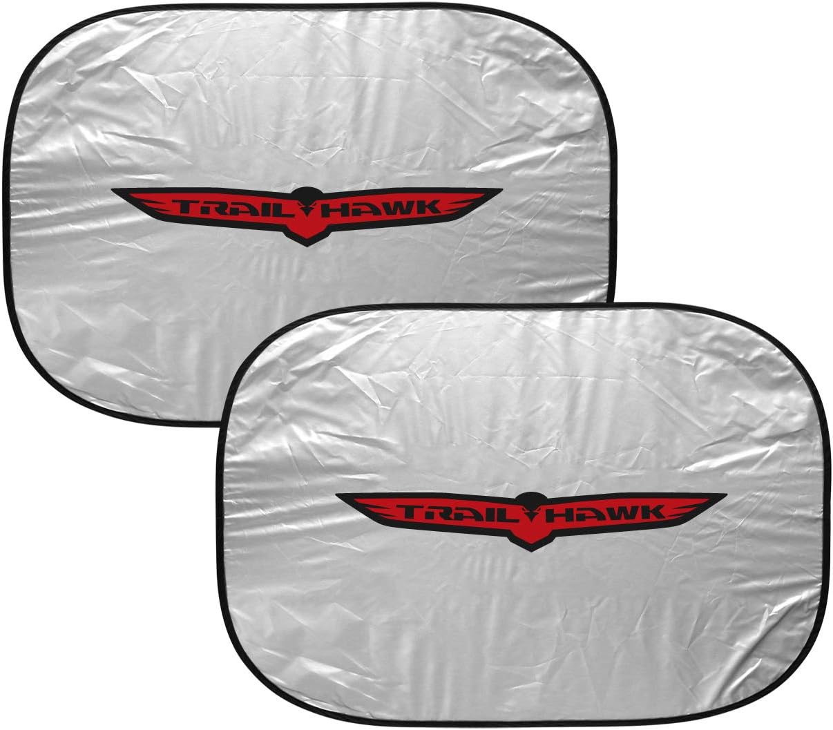 iPick Image for Jeep Trailhawk Logo Universal Fit Dual Panels 2 of 28" W x 24" L Easy Folding Windshield Sun Shade