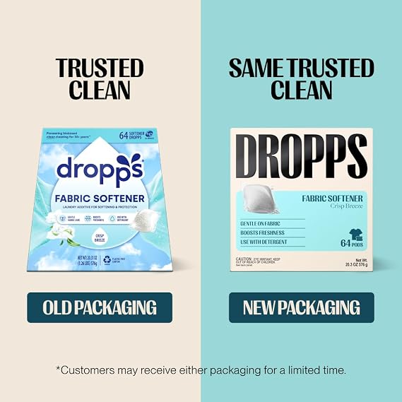 Dropps Fabric Softener Pods, Crisp Breeze (64 Count) - Laundry Softener For Soft & Fluffy Fabrics | Liquid Softener & Dryer Sheet Alternative | Clean Ingredients | Plastic Free Packaging