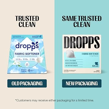 Dropps Fabric Softener Pods, Crisp Breeze (64 Count) - Laundry Softener For Soft & Fluffy Fabrics | Liquid Softener & Dryer Sheet Alternative | Clean Ingredients | Plastic Free Packaging