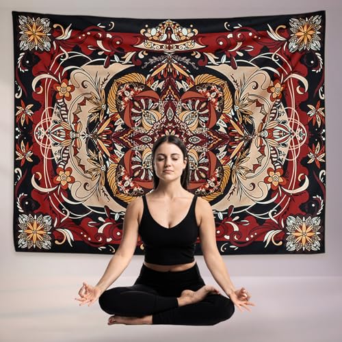 KoovDem Bohemian Mandala Tapestry - Moth Tapestry-Bedroom living room tapestry - Room Decorative Tapestries-Aesthetic tapestry (Purple Red, 39.37”W*29.92”H) - Thumbnail 6
