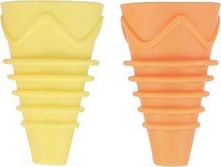 BUGEZE USA ミバエトラップ 屋内ブナトラップ 再利用可能ボトルトップキャッチャー キッチン、植物、排水溝、ハエ、ブナのコントロール用 オレンジとイエローの漏斗トラップ フルーツ昆虫餌用 家庭用餌用 [2パック]