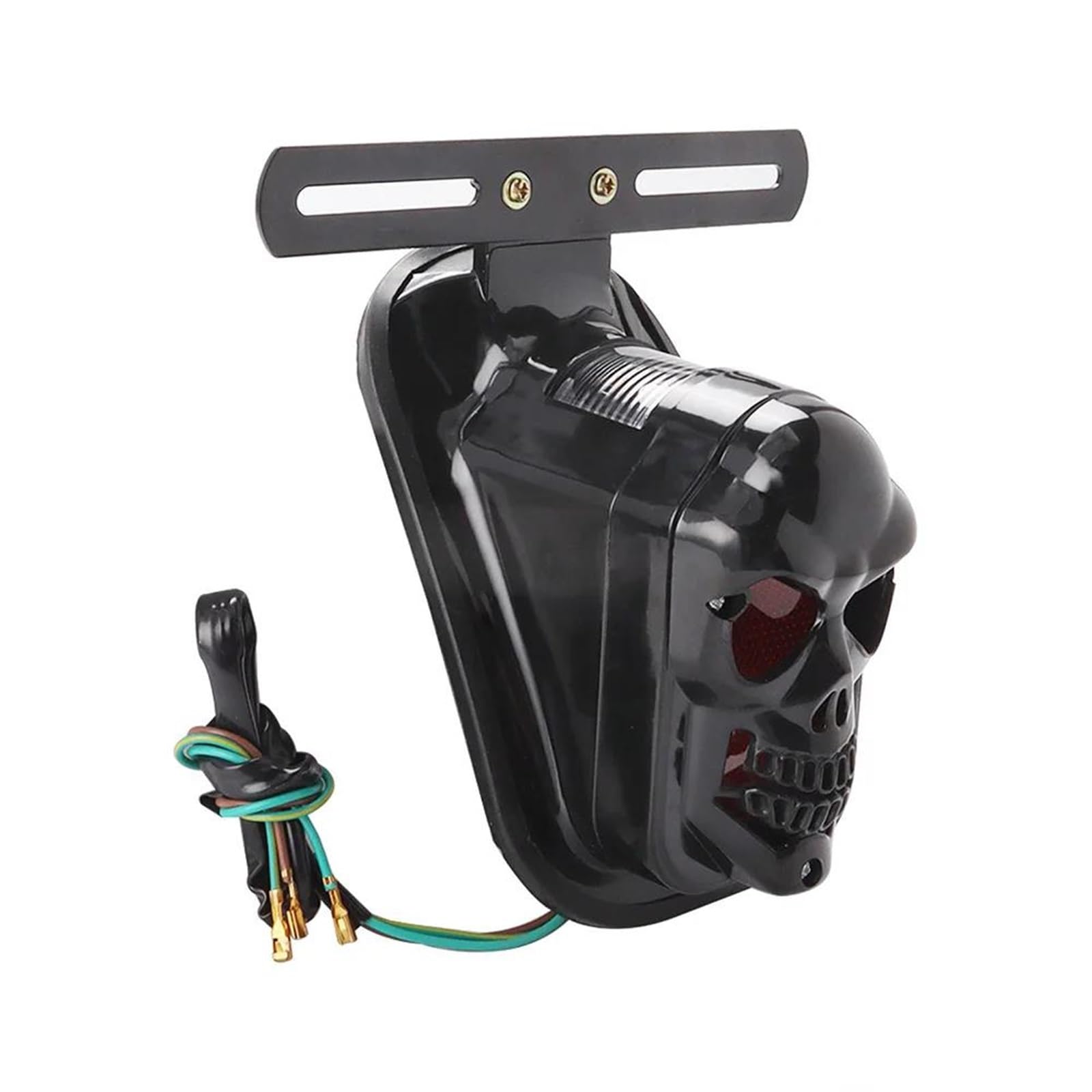 Moto Luce Luce Posteriore Per Motocicletta Con Teschio, Luce Freno, Targa, Per Suzuki Chopper, Per Cafe Racer, Fanale Posteriore Per Moto(Black)