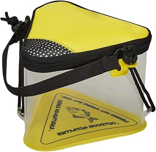 Beimus Cubo de pesca triangular plegable transparente para peces vivos, contenedor de cebos vivos, cubo de agua portátil