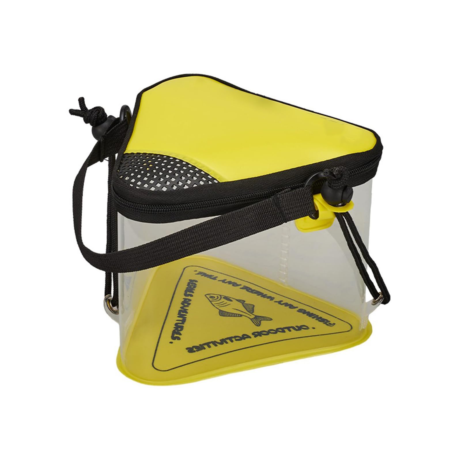 Triangle Fishing Bucket Live Baits Container Portable Water Pail Foldable Live Fish Bucket Minnow with Net Lid Portable Fishing Water Pail