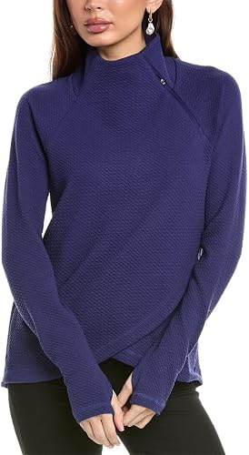 IBKUL Solid Popcorn Stitch Asymmetrical Zip Pullover Navy/Solid/XL