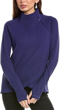 IBKUL Solid Popcorn Stitch Asymmetrical Zip Pullover