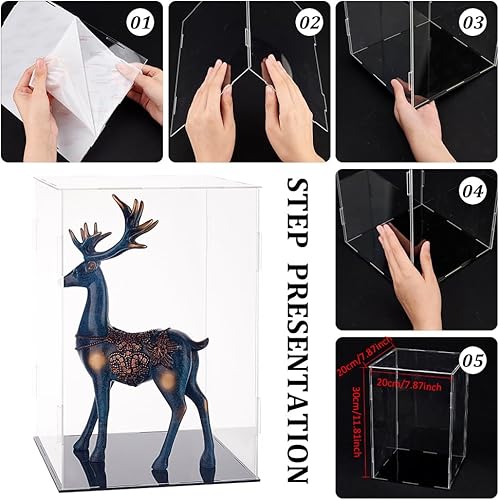 Miniatura 3 de FINGERINSPIRE Vitrinas de plástico para minifiguras de 8.3 x 8.3 x 12 pulgadas, caja de exhibición transparente a prueba de polvo con base negra