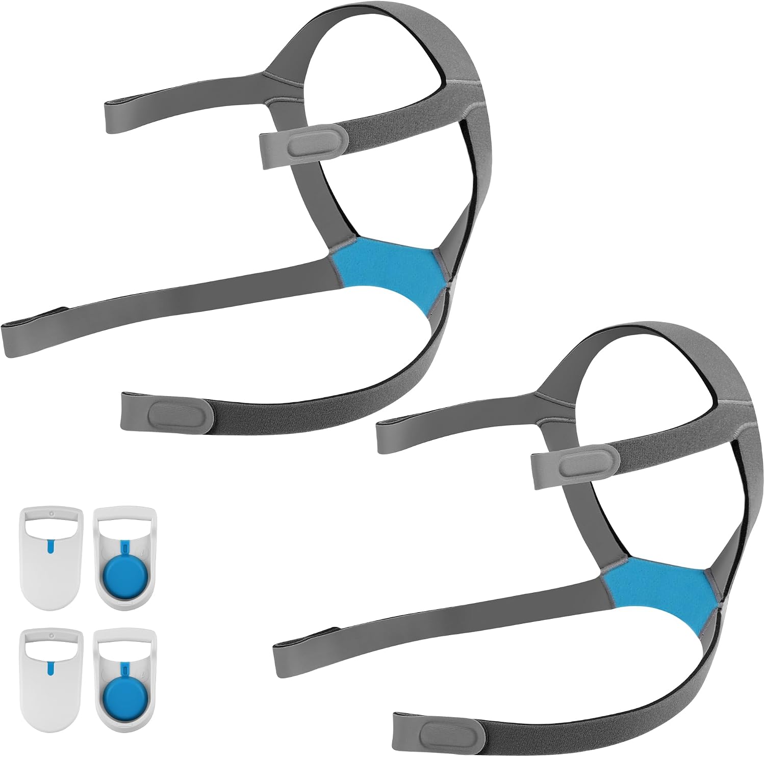 2 Pack Replacement Headgear Strap with 2 Magnetic Clips, Compatible with ResMed AirFit F40 Full Face Mask, Adjustable Soft Fabric, Headgear Only