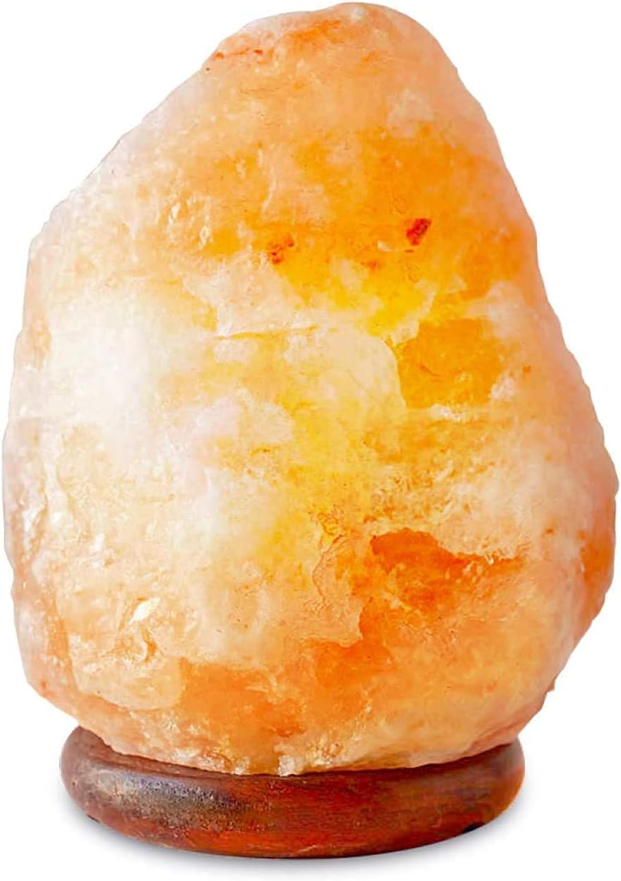Silk RouteHome Himalayan Salt Lamp with Dimmer Switch - Uniquely Handcrafted with Wooden Base… (4-6KG)