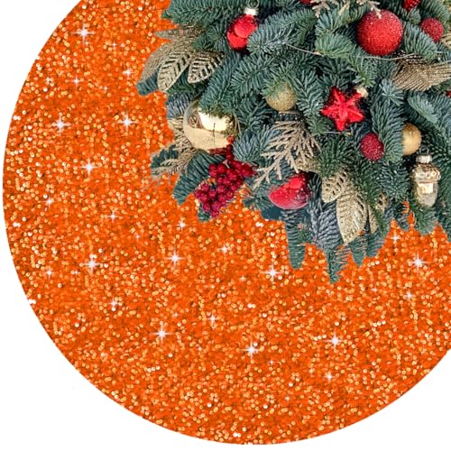 SOMUAUY Fall Tree Skirt Orange 48 Inches Christmas Tree Skirt for Halloween