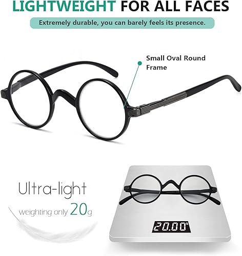 Miniatura 4 de Eyekepper Gafas de lectura redondas un poco más grandes que vintage profesor lectores ovalados (negro)