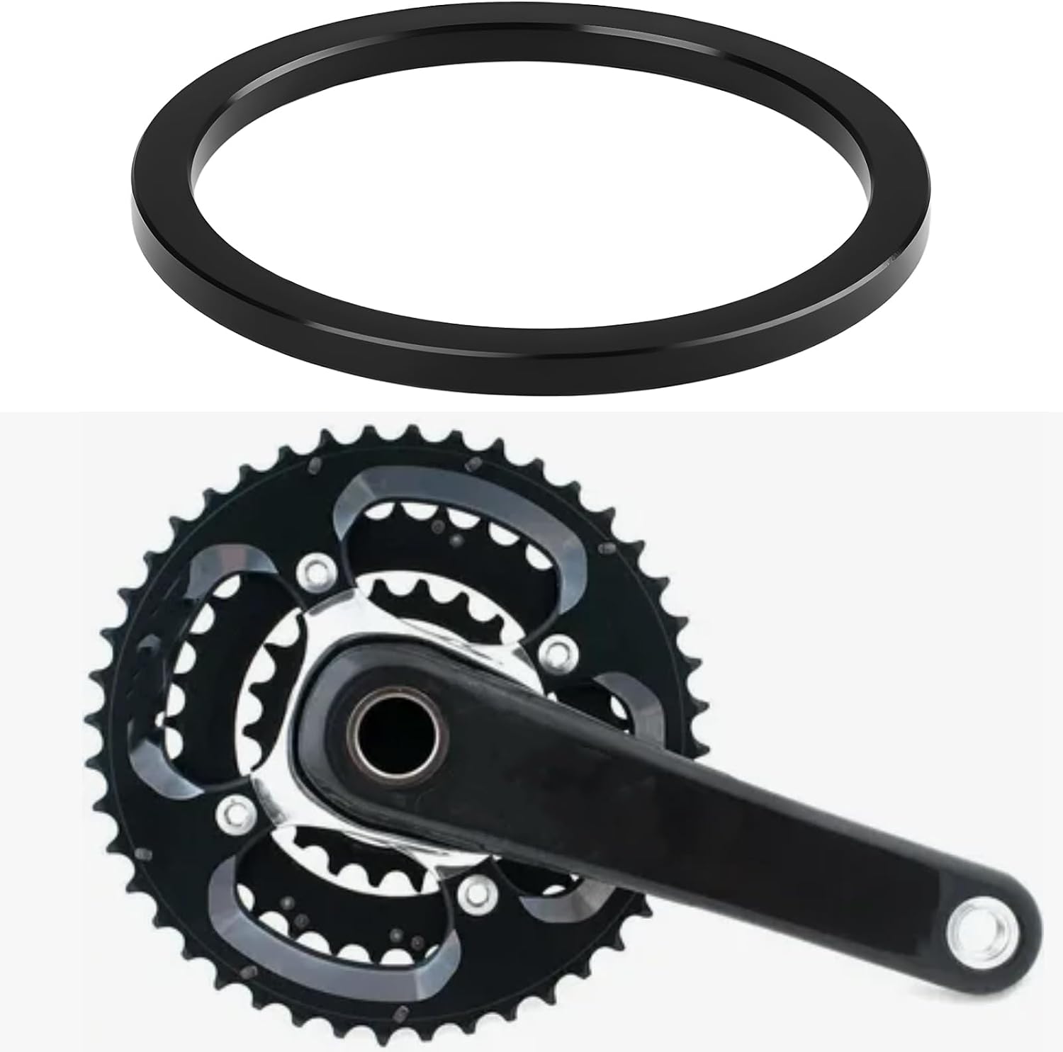 4pcs Bike 2.5mm Bottom Bracket Spacer 35.1x40x2.5mm Black Aluminum Compatible with Shimano