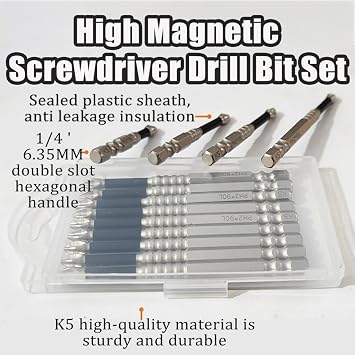 XIRUJNFD Magnetic Screwdriver Bits, Lifesparking High Magnetic Screwdriver Drill Bit Set, Universal Electric Anti-Slip Strong Magnetic 25 50 65 70 90 150MM (50mm*10(with box))