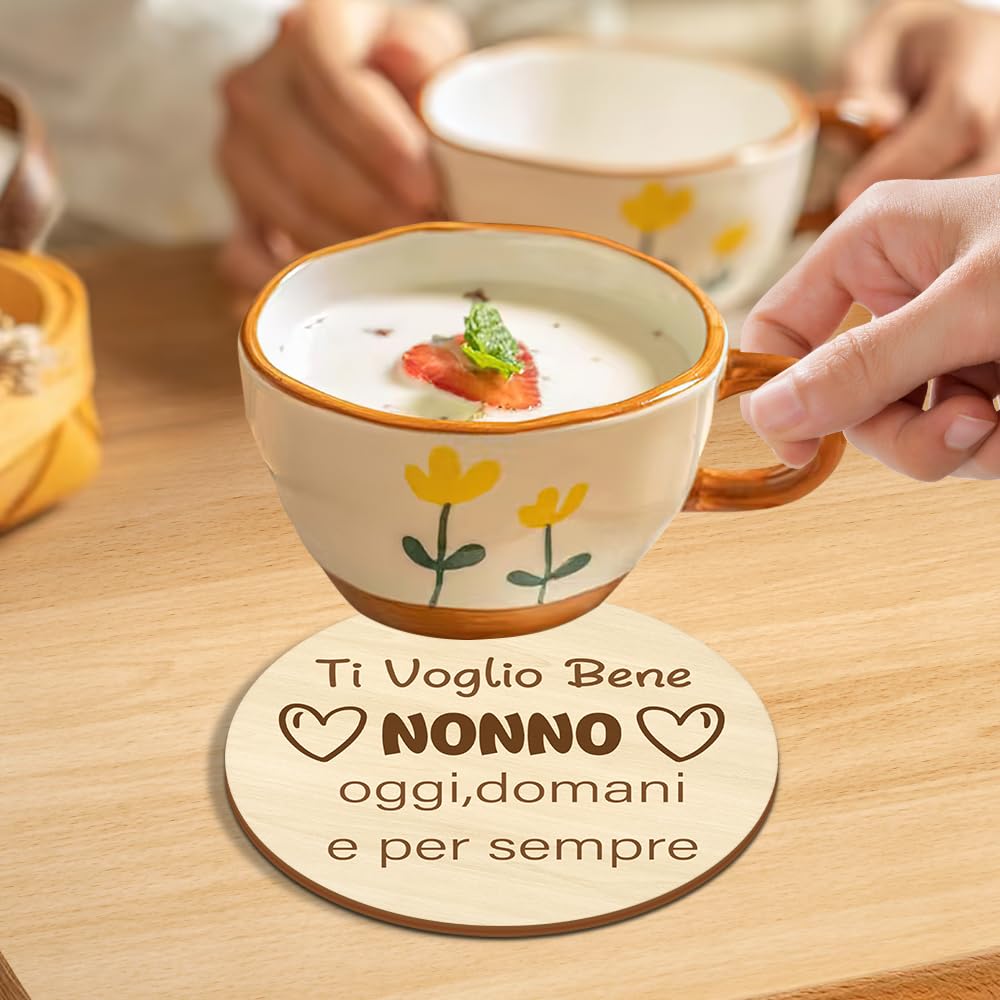 Sottobicchieri In Legno Per Nonno - Regalo Personalizzato Per Compleanno O Natale - Foto 7