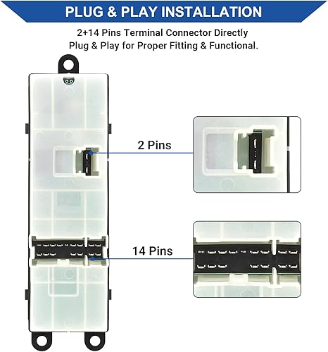 Miniatura 4 de Botón de control principal del interruptor de ventana eléctrica delantero izquierdo del lado del conductor compatible con Nissan Pathfinder 2007