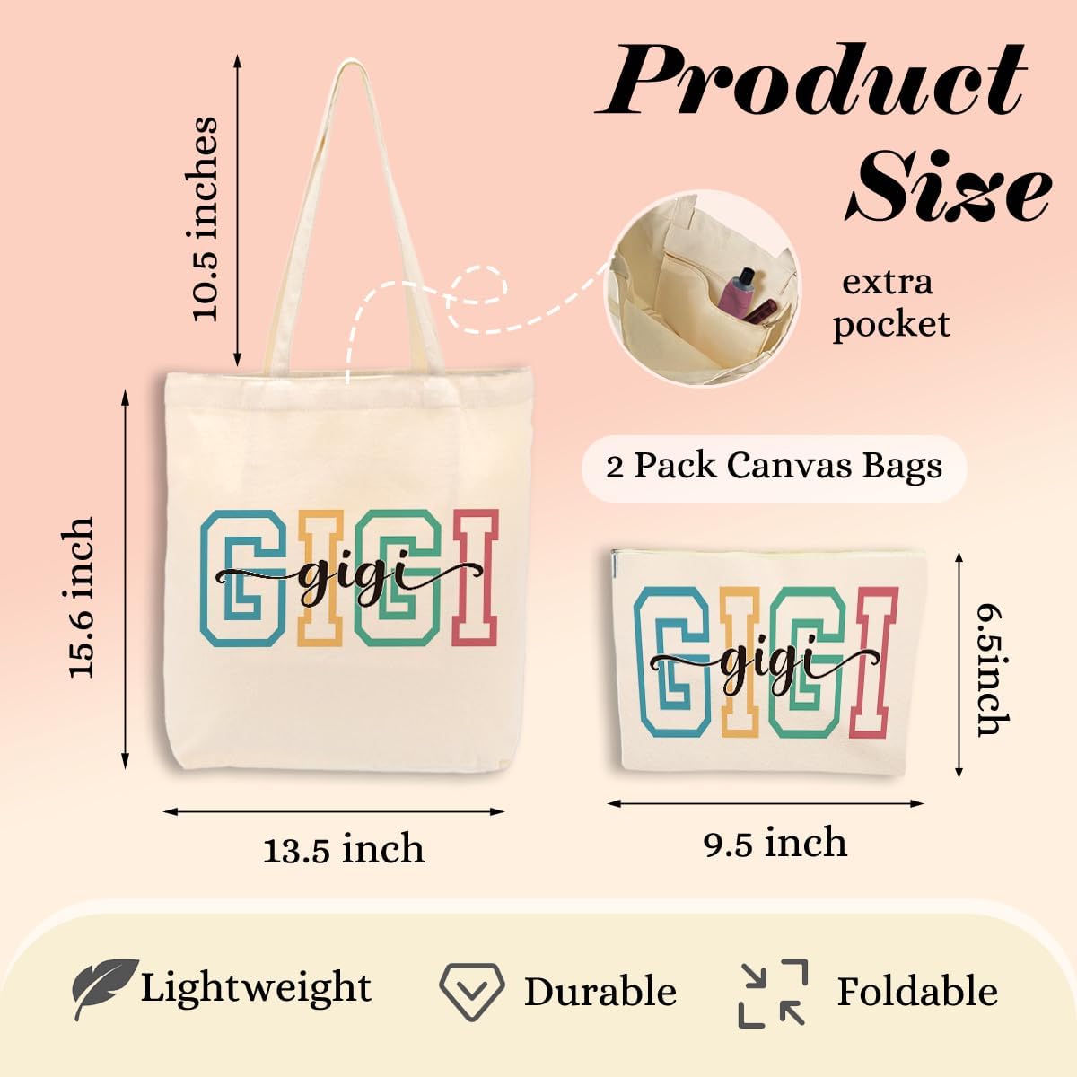 Grandma Grammy Abuela Yaya Cranny Nana Meme Gigi Mimi Gifts Cosmetic Bags Canvas Tote Bag Birthday Christmas - Image 4