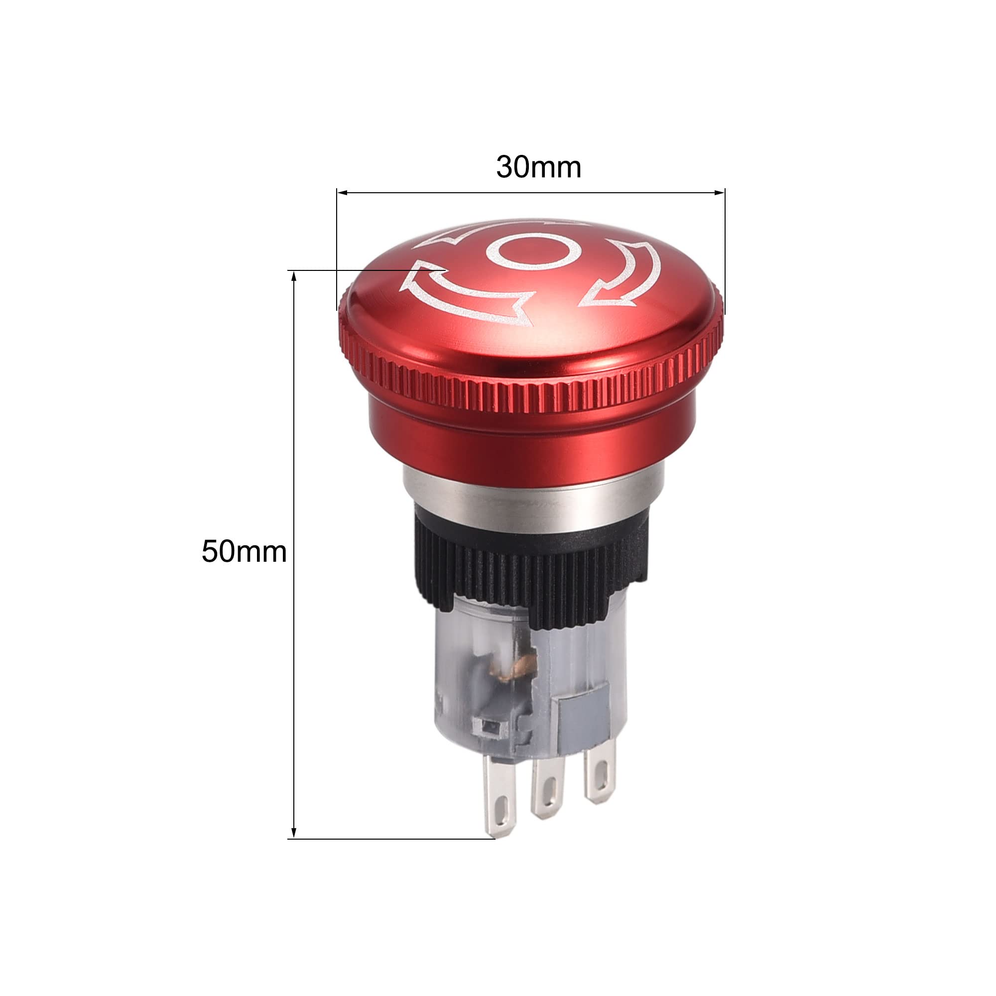 sourcing map 16mm Montaje Enclavamiento Emergencia Parada Pulsador Botón Interruptor AC250V 5A 1NO 1NC