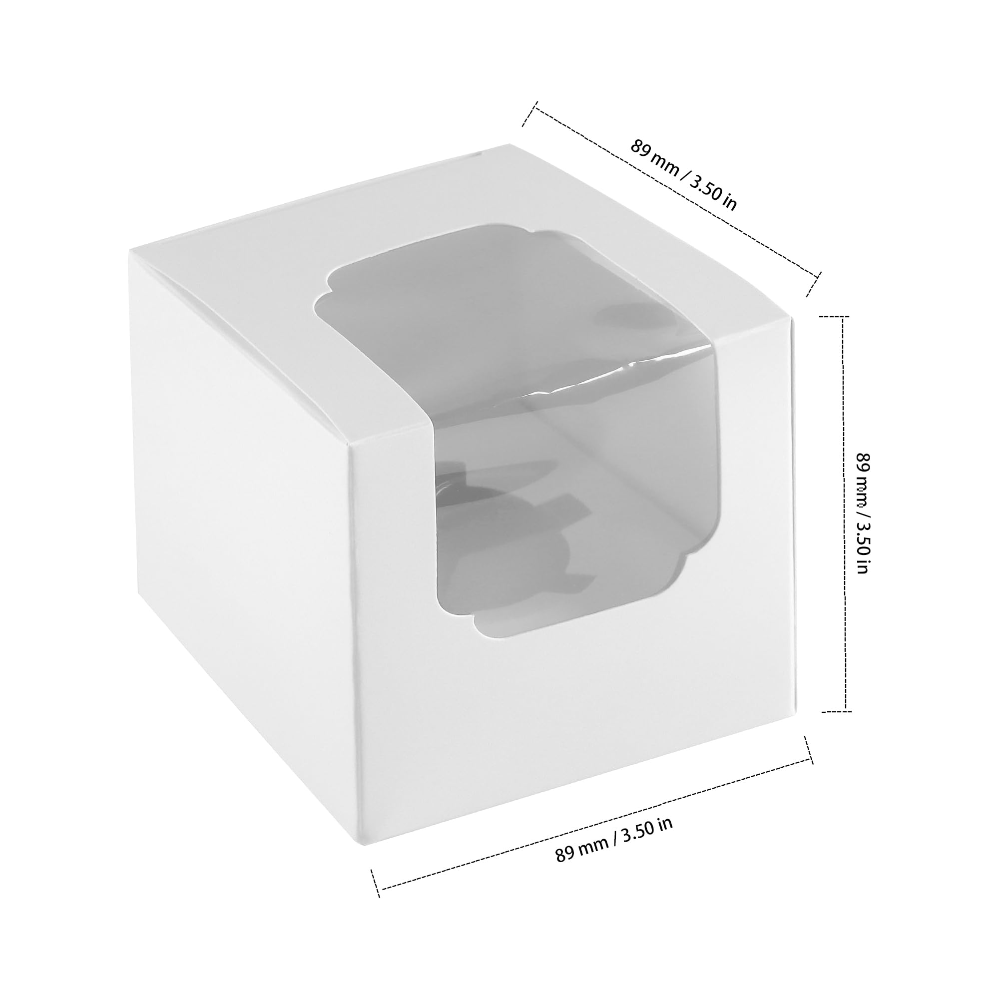 100 Scatole per Cupcake Singole, 8,9 x 8,9 x 8,9 cm, con Finestra
