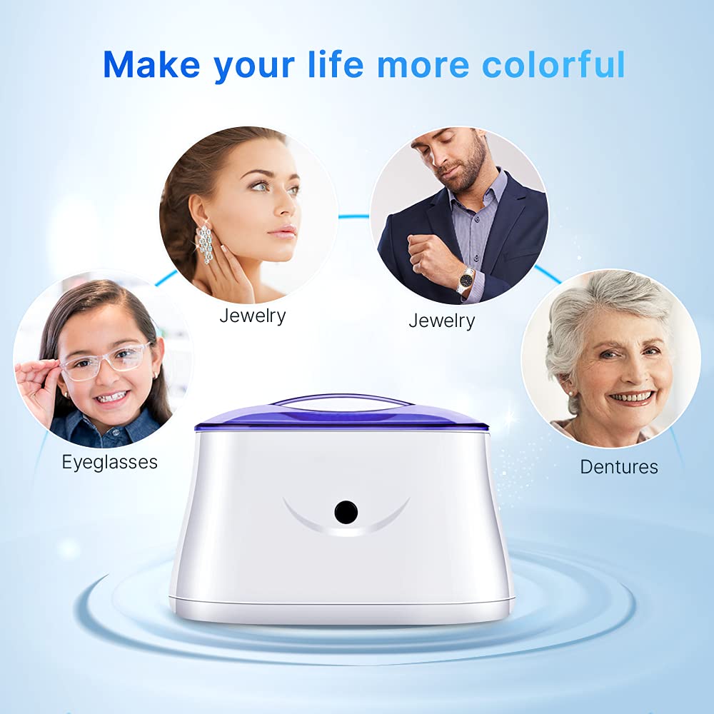 Ultrasonic Jewelry Cleaner for All Jewelry Professional Ultrasonic Cleaner Machine Rings Eyeglasses Watches Ring Cleaner Coins Tools Razors Earrings Necklaces Dentures Portable : Industrial & Scientific